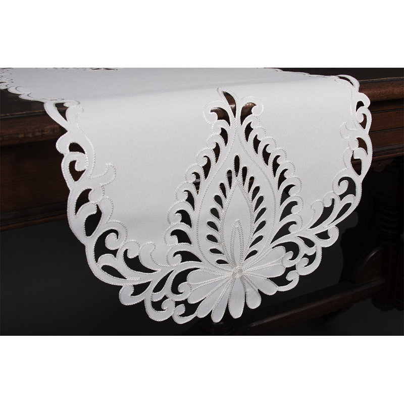 Chemin de table Armadillo, l 36 po x L 16 po, Blanc
