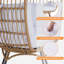 Ensemble de 3 chaises de patio pivotantes en osier brun avec table d'appoint, coussin blanc