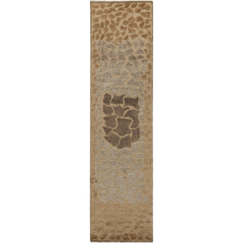 Tapis brun/beige/taupe en laine noué à la main Ferber, Tapis de couloir beige