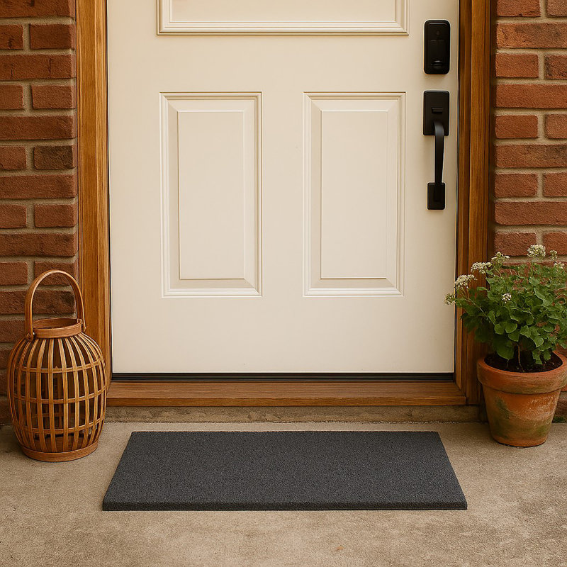Tapis d'extérieur en fibre de coco Shelter, Gris, Rectangle 1 pi 1 po x 2 pi