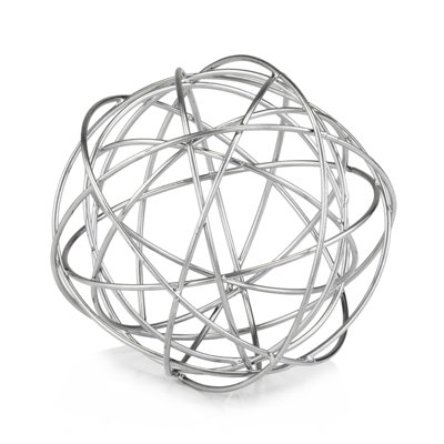 Très grande sphère métallique argentée 12 po x 12 po x 12 po