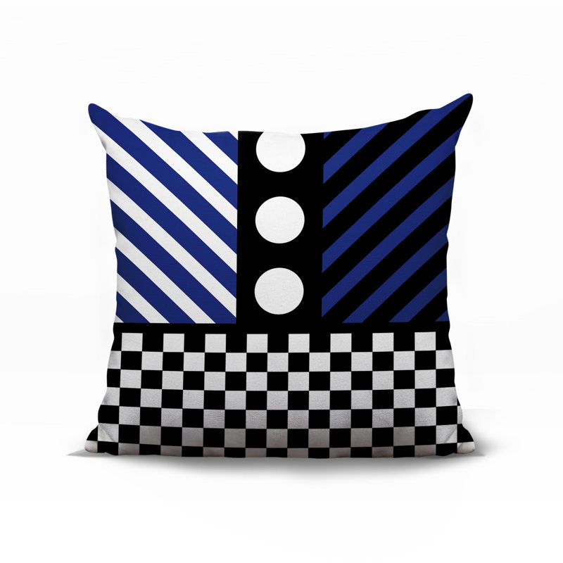 Brixa Abstract Reversible Indoor/Outdoor Square Pillow, NavyBlue, Square 20"