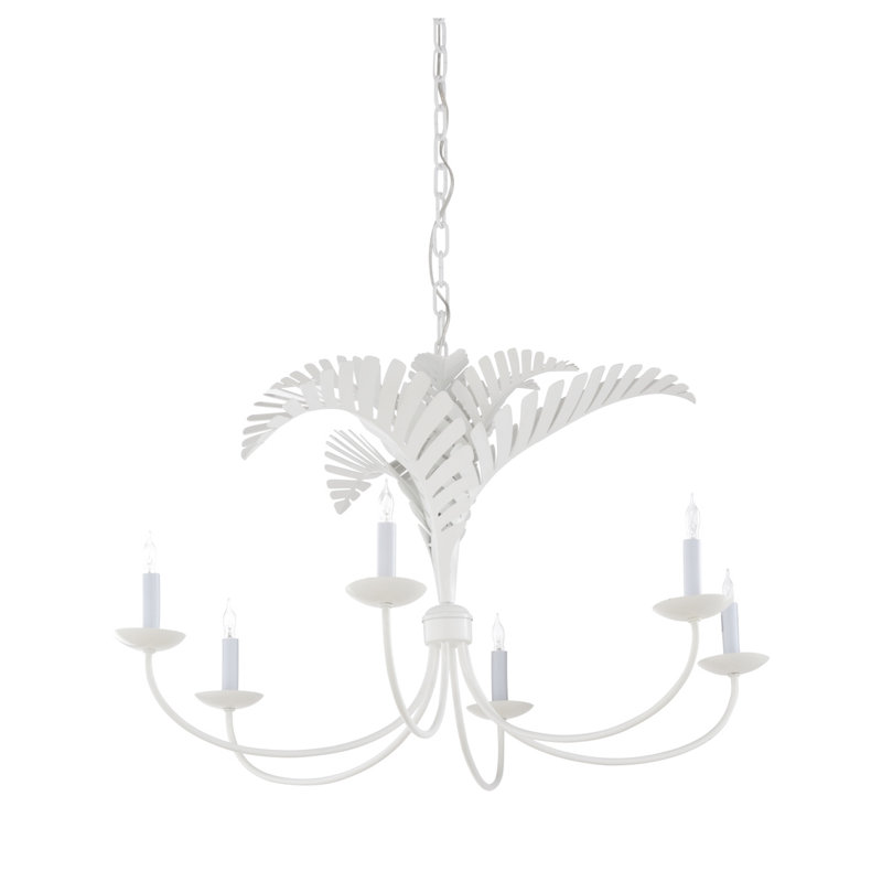 Lustre classique / traditionnel à 6 lumières de style bougie Coastal, Blanc