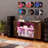 55in Large Record Player Stand with Charging Station & LED Light, Walnut-216852008-216852014