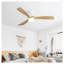 Ventilateur de plafond encastré en bois massif de 52 pouces avec lumière DEL à intensité variable de 18 W, moteur à courant continu réversible avec télécommande