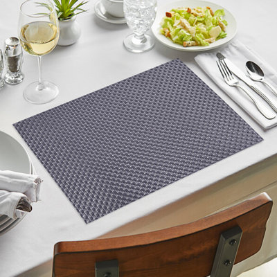 Ensemble de 8 napperons en PVC gris résistant à la chaleur et lavable pour la table de salle à manger et la maison de Noël