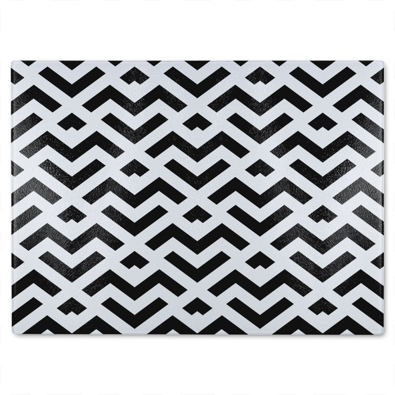 White Geometric Glass Chopping Board, 40cm L x 28cm W