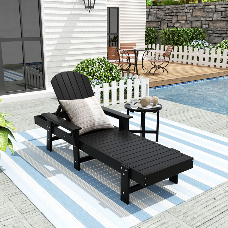 Chaise longue inclinable longue Altura 77,6 po, Noir
