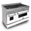ZLINE 48" Legacy Dual Fuel Range in DuraSnow® Steel w/ White Matte Doors & Griddle