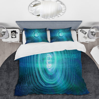 Spiral Bright Fractal Geometry III - Modern Duvet Cover Set - Microfiber Polyester