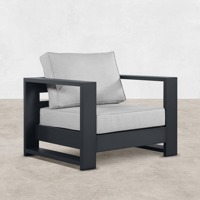 Fauteuil d'extérieur en aluminium 37,40 po Hoyt, Noir ardoise, Light Gray