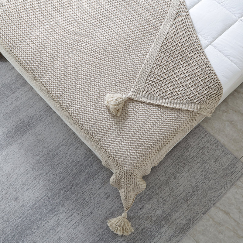 Cozy Tyme Todd Soft and Quality Fabric Knit Throw 50" x 60", Sand