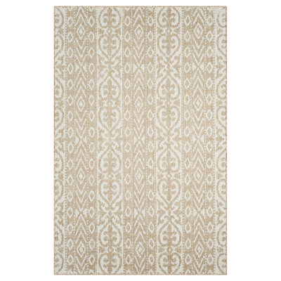 Cyndia Beige/Ivory Ikat Transitional Indoor/Outdoor Area Rug