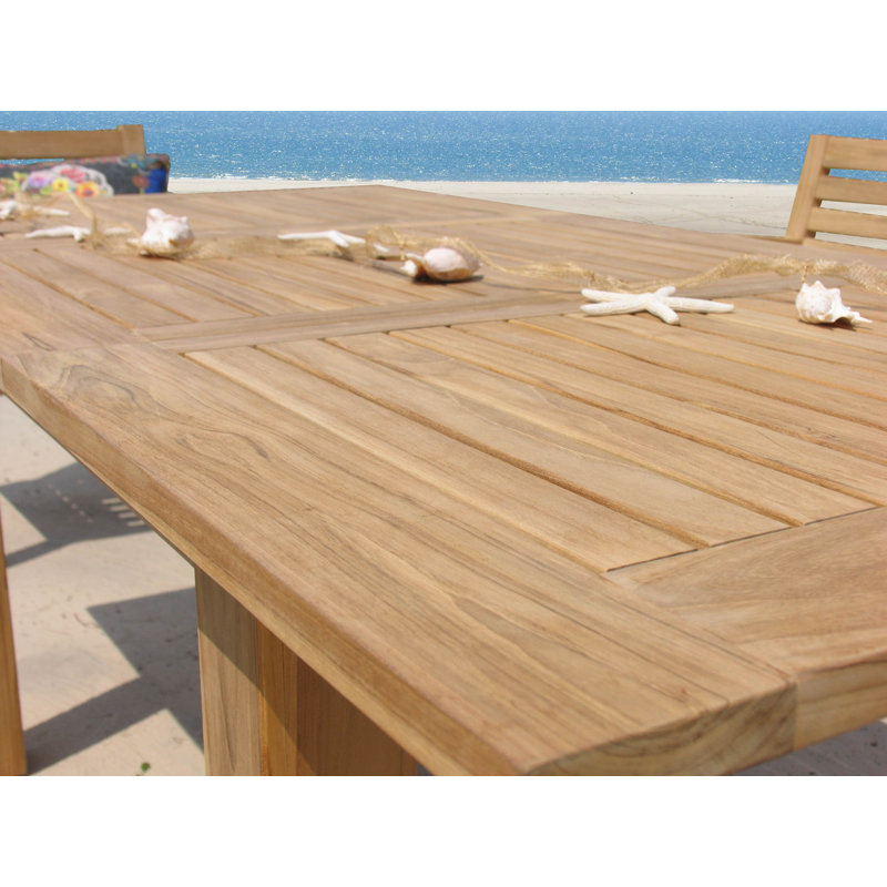Hagan Rectangular Teak Extendable Outdoor Dining Table With Umbrella Hole , cm W 100cm cm D, 74cm H x 160cm L x 100cm W