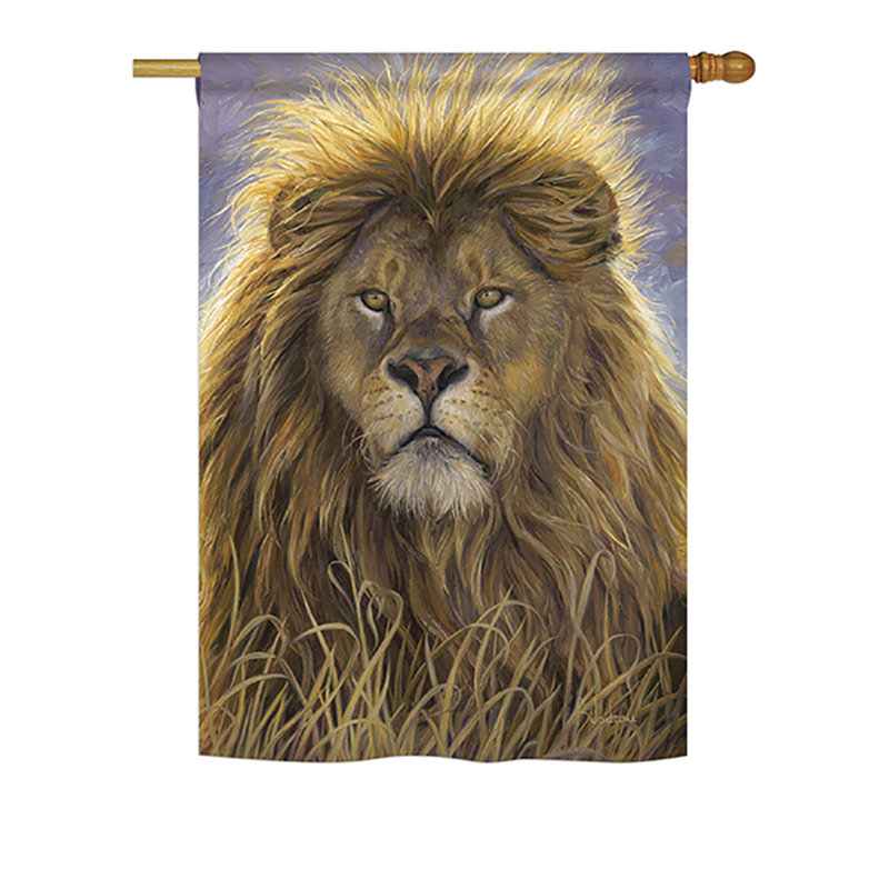 "lion" , impression en polyester de 2 côtés 40 x 28 po drapeau maison