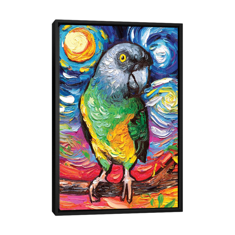 Reproduction d’art, "Senegal Night" par aja Trèves, H 26 po x l 18 po x 1,5 po, Toile avec cadre noir, Pas de tapis