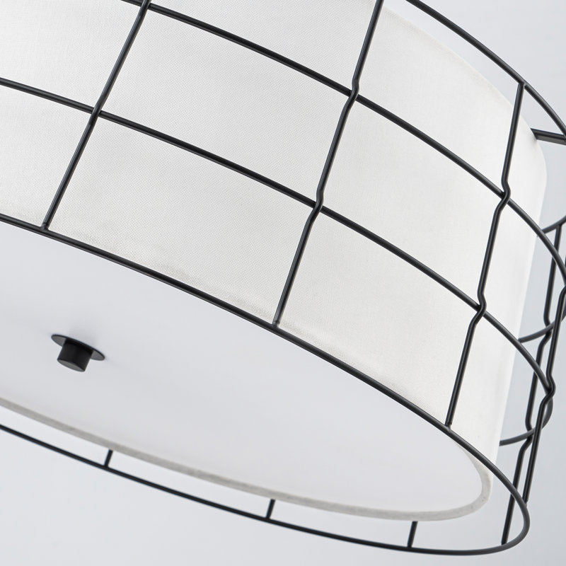 Luminaire suspendu tambour 4 lumières de style campagne moderne avec diffuseur en acrylique