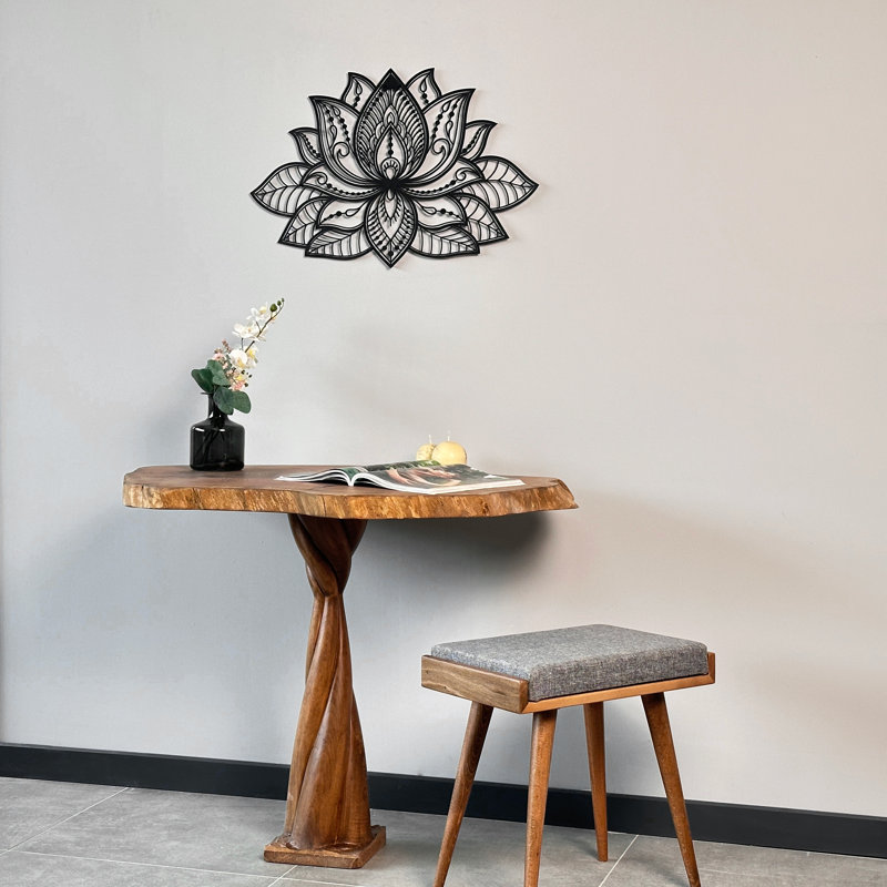 Metal Mandala Lotus Flower Wall Art, Black