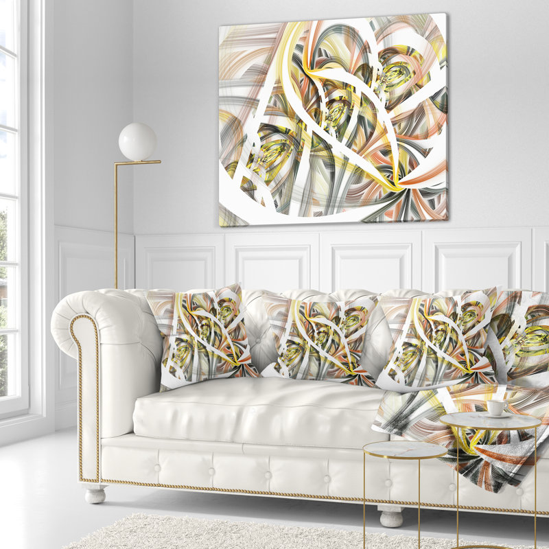 Fleurs symétriques en spirale fractale - Coussin décoratif imprimé abstrait