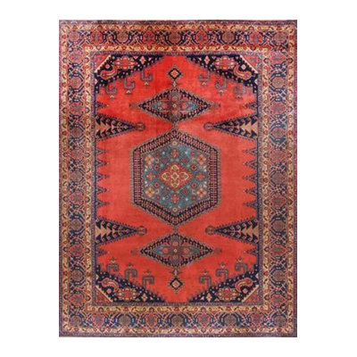 Machine Washable Orange Theme Motif Ethnic Pattern Vintage Decorative Woven Base Rug