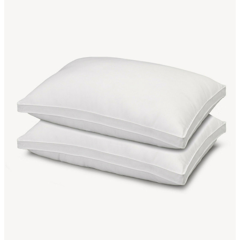 Exquisite Hotel Gussetted Microfiber Pillow, Soft Density (Set of 2), Queen Pillow: 20" x 30"