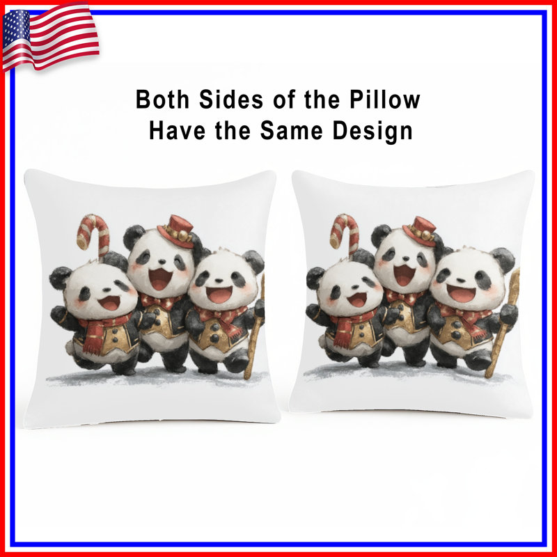 Coussins décoratifs mignons Panda Trio, 18 po x 18 po