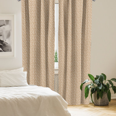 East Urban Home Floral 4-Panel Curtains, Petal-Like Abstract Shapes, 56"x84", Pale Cinnamon and White
