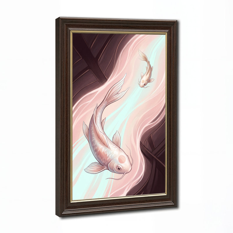 «White Koi Fish», art mural sur toile, 18"H x 12"W