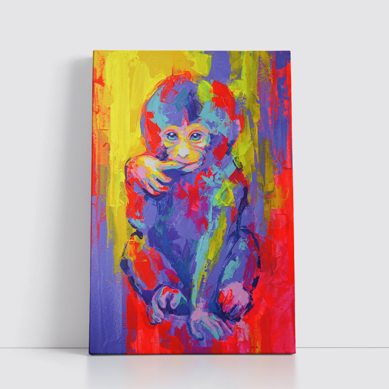 Curious Monkey - Wrapped Canvas Print, 45.70cm H x 30.50cm W x 3.8cm D