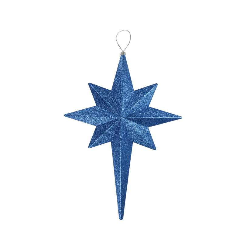 Ornement en forme d'étoile incassable de 20 po Bethlehem, Bleu / Argent