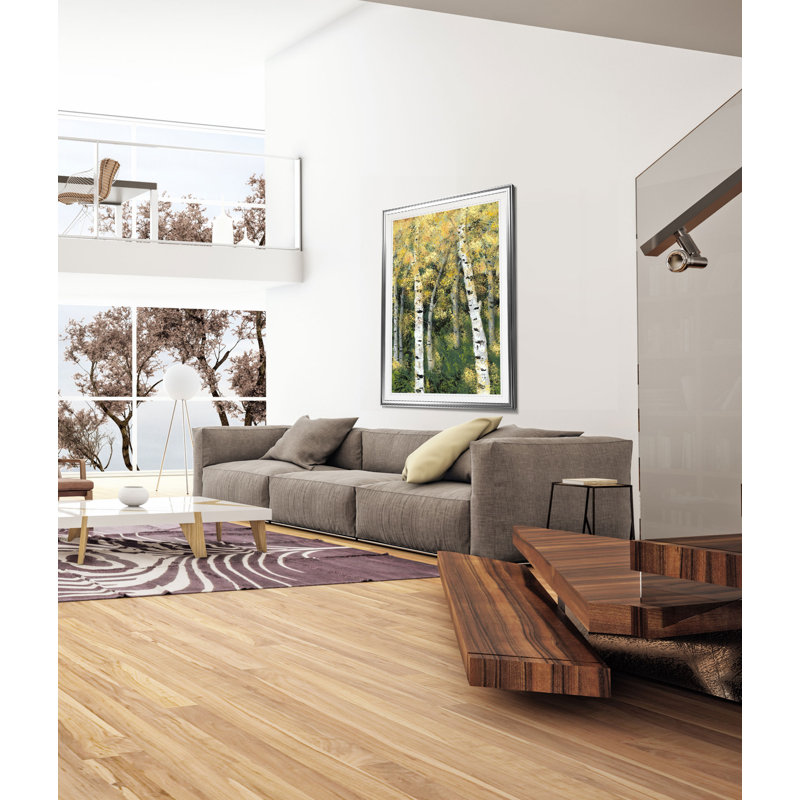«Birch Treeline III», reproduction, H 24 po x l 20 po x 1,5 po, Cadre argenté