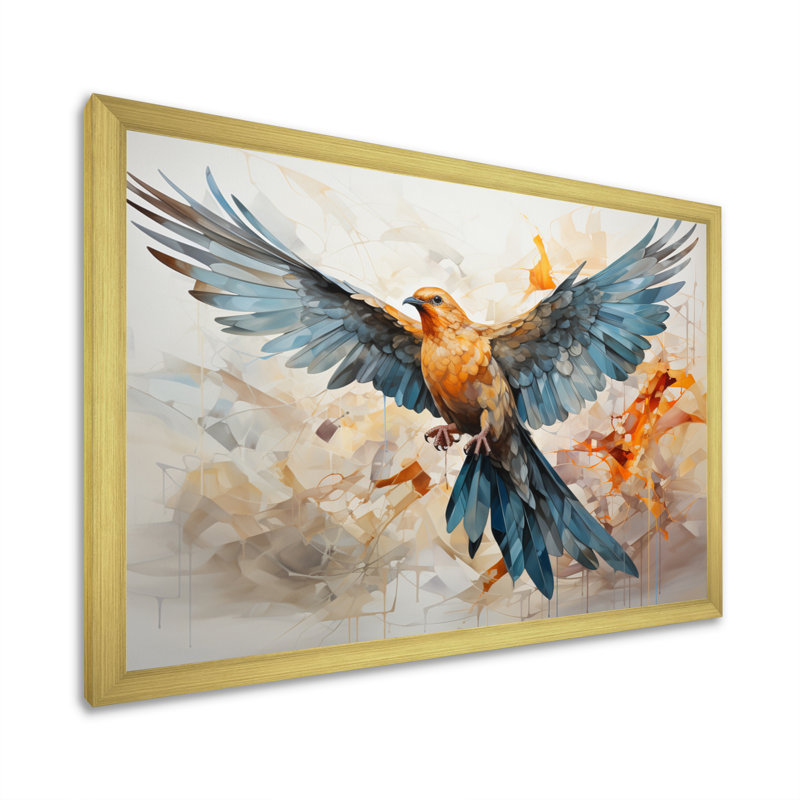 «Teal Dove», impression géométrique sur toile encadrée, Cadre doré à une seule photo, H 12 po x l 20 po x P 1 po