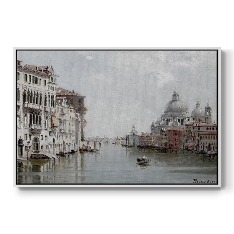 Paysage rétro-Dxl, H 27 po x l 41 po, Toile encadrée flottée blanche