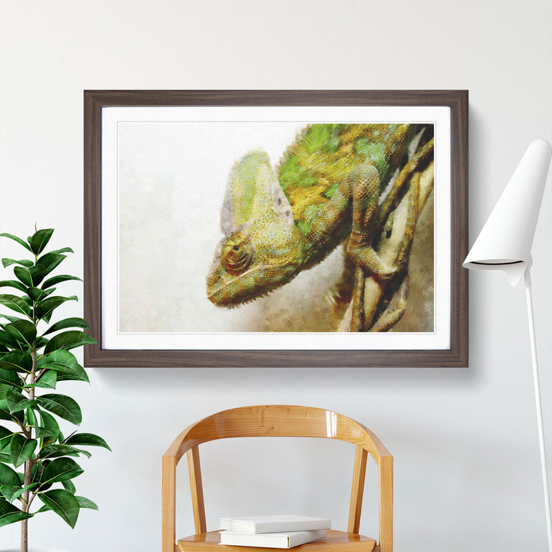 Chameleon Lizard Vol.3 - Framed Print, 48cm H x 65cm W x 2cm D, Walnut Framed