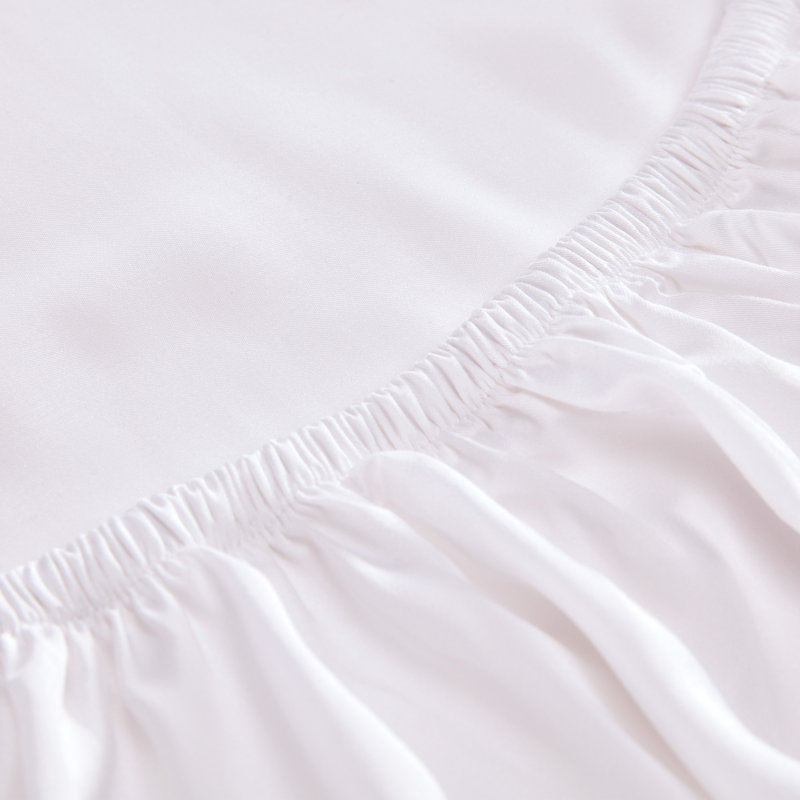 Ensemble de draps en rayonne de bambou, draps en satin 300 fils, poches profondes de 40 cm, Blanc
