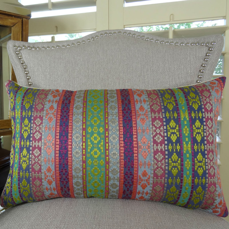 Coussin lombaire double face Fuchsia Stripes, H 12 po x l 20 po