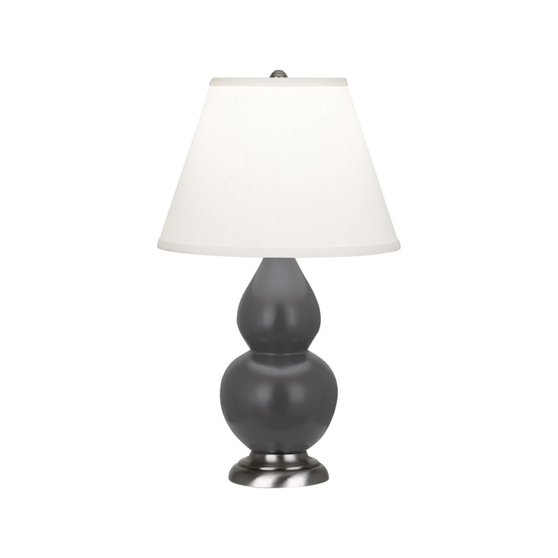 Small Double Gourd Table Lamp, Antique Silver, Matte Ash