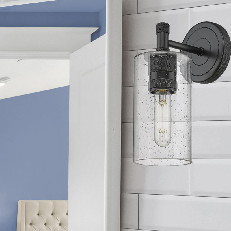 Applique murale 1 lumière Crown Point, Grainé, Noir mat, H 10,5 po x l 3,88 po x P 6,5 po