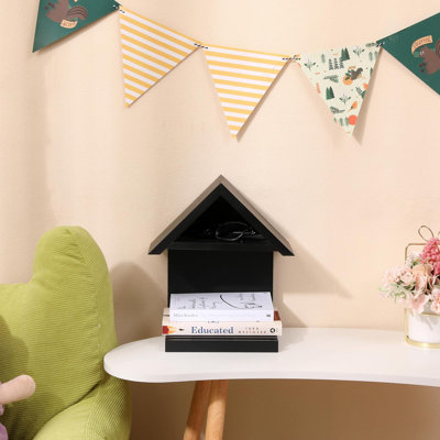 Floating Bedside Wood Bookshelf, Triangle Book Page Holder, Wooden Simple Bookcase For Bedroom Nightstand Library Office Or Wall Decor Storage (Brown)