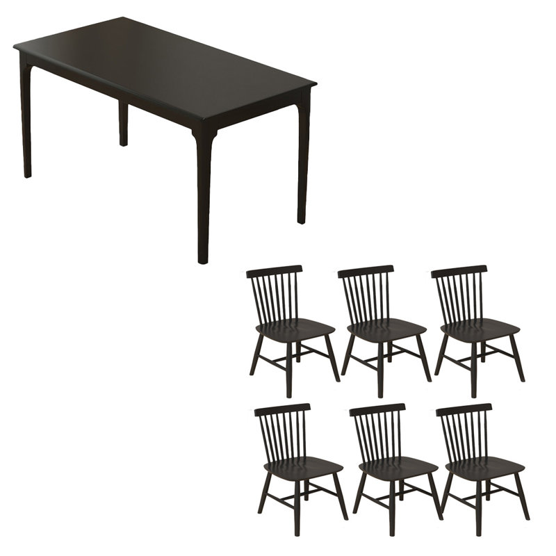 Ensembles de table en bois massif robustes et durables, 7, Noir, noir, noir, noir