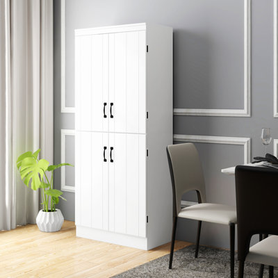 Kitchen Pantry Storage Cabinet, 6-tier Pantry with 4 Doors