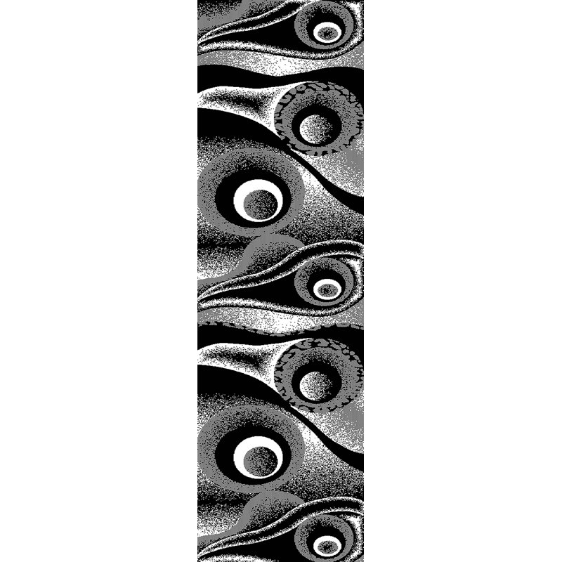 Tapis abstrait Mccampbell, Tapis de couloir 2 pi 2 po x 7 pi 4 po, Rouge / Noir / Gris