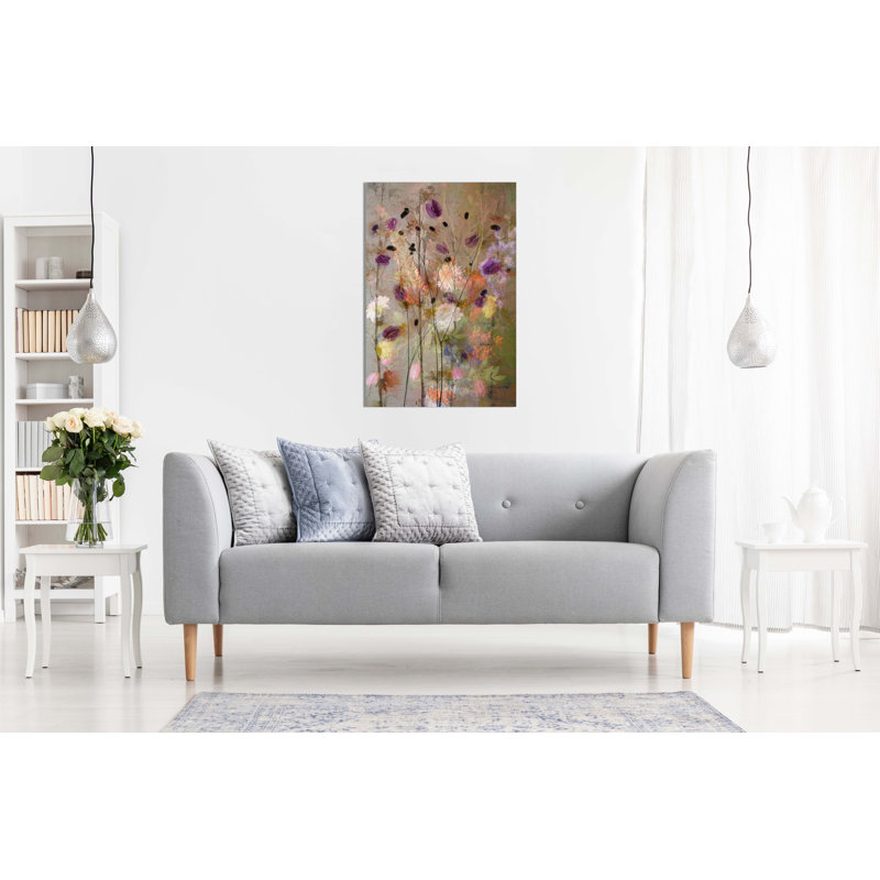 Painterly Flowers - Wrapped Canvas Print, 31cm H x 20cm W