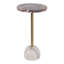 Table d'appoint ronde artistique en pierre et métal pour salon - Meuble d'appoint contemporain et élégant au profil étroit pour bureau - 48 cm, violet et or