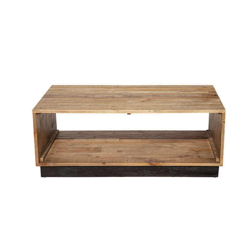 Garret Solid Wood Floor Shelf Coffee Table with Storage