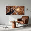 Toile dorée d'automne au soleil et ciel bleu, art mural 47 x 24 x 1,5 po