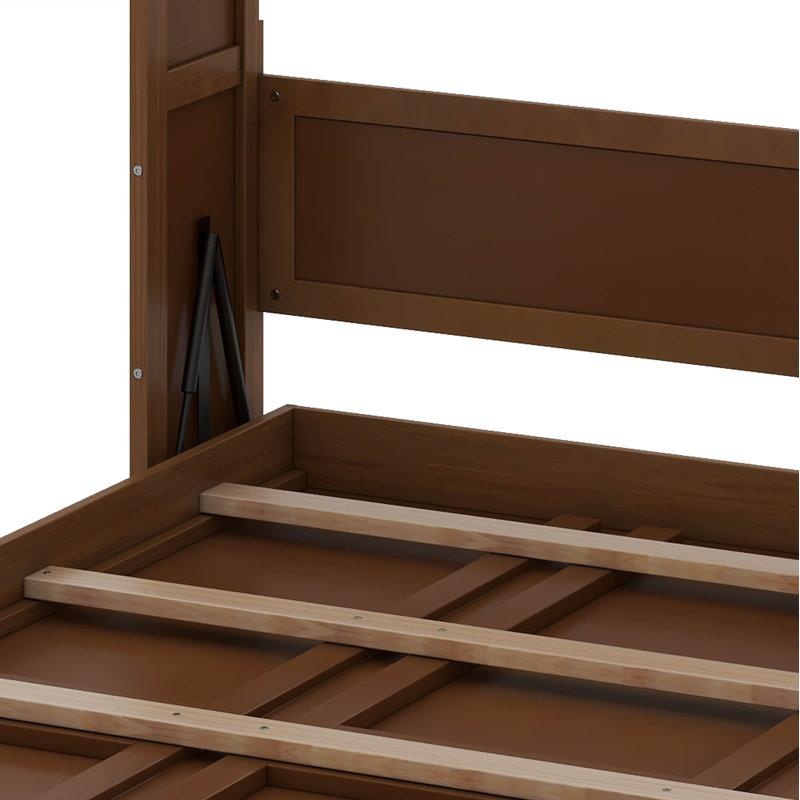 Lit plateforme escamotable pliable dans une armoire, lit escamotable en rotin, Full, Naturel
