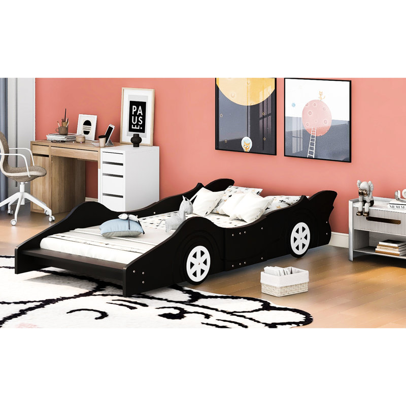 Lit plateforme simple avec roulettes, Noir
