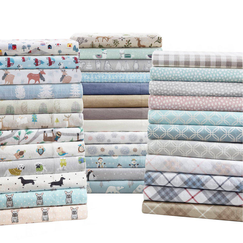Ensemble de draps 4 pièces très grand imprimé à chevrons gris