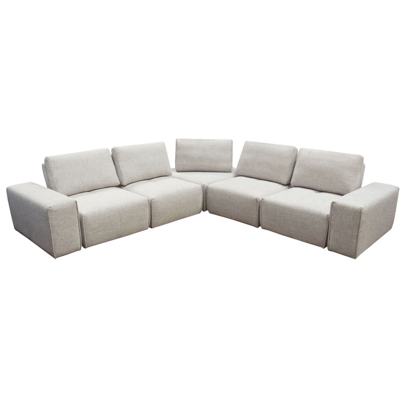 Jazz Modular 5-Seater Corner Sectional With Adjustable Backrests In Light Brown Fabric